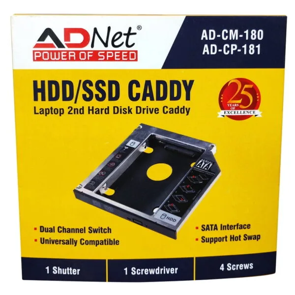 Laptop 2nd Hard Drive Caddy (9.5mm CD/DVD Drive Slot) for SSD & HDD - Upgrade Your Storage!"